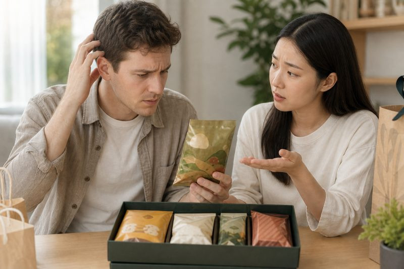 錯誤三：包裝精美卻沒有英文說明，對方完全看不懂在吃什麼｜送外國朋友台灣伴手禮 說明圖