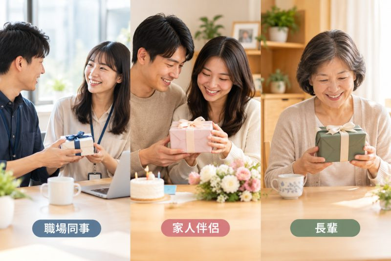 職場同事、家人伴侶、長輩：三種對象的評估標準比較｜生日禮物挑選 說明圖