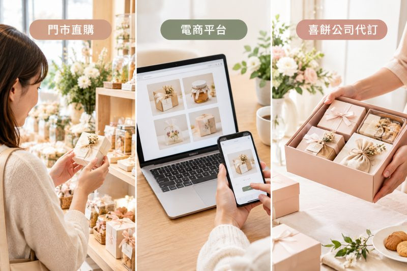 婚禮小物選擇管道比較:門市直購、電商平台、喜餅公司代訂|婚禮小物選擇 說明圖