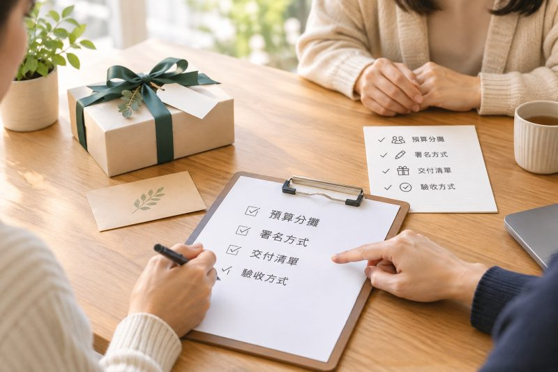 可填寫的核對表與驗收方式|送主管禮物怎麼合送:預算分攤、署名與交付清單 說明圖