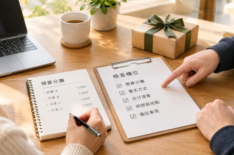 需要準備的資料與檢查欄位|送主管禮物怎麼合送:預算分攤、署名與交付清單 說明圖