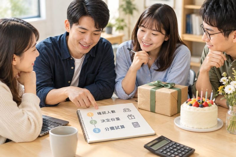 逐步判斷與操作方式|同事生日合送禮物:人數、份量與分攤試算 說明圖