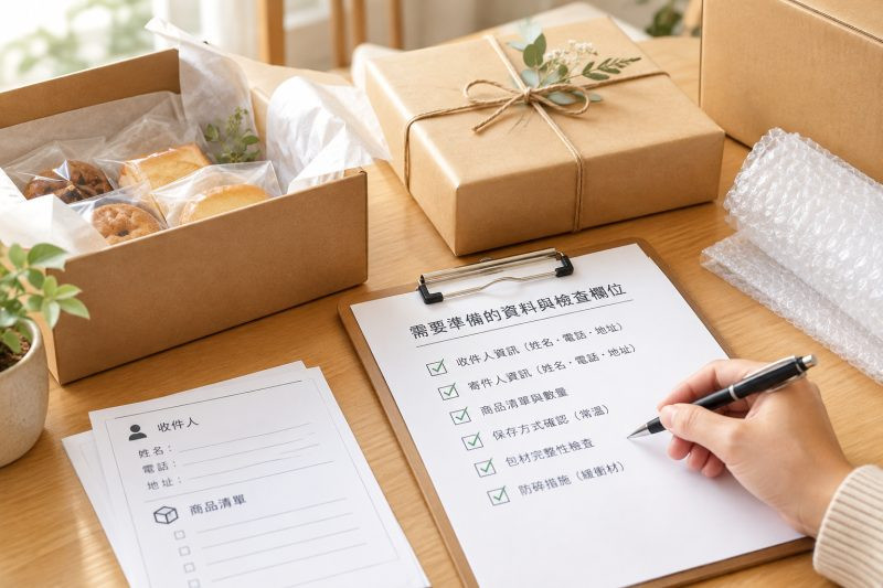 需要準備的資料與檢查欄位|常溫伴手禮寄送前檢查:保存、包材與防碎 說明圖