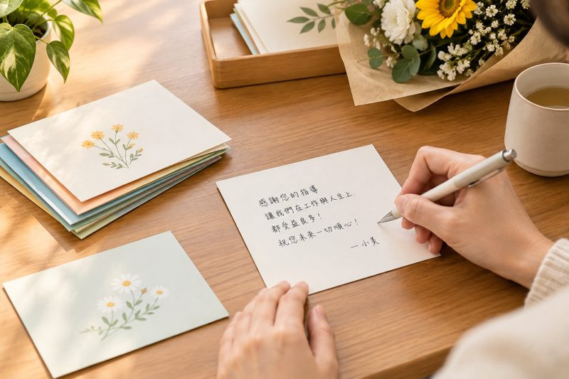 收集祝福卡內容與署名|主管離職或退休送禮:自願參與、祝福卡與交付安排 說明圖