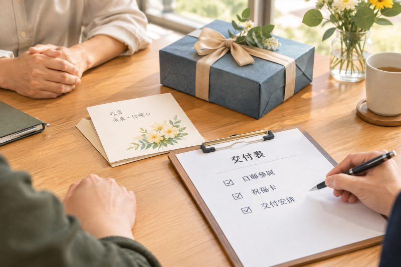 用交付表避免遺漏|主管離職或退休送禮:自願參與、祝福卡與交付安排 說明圖